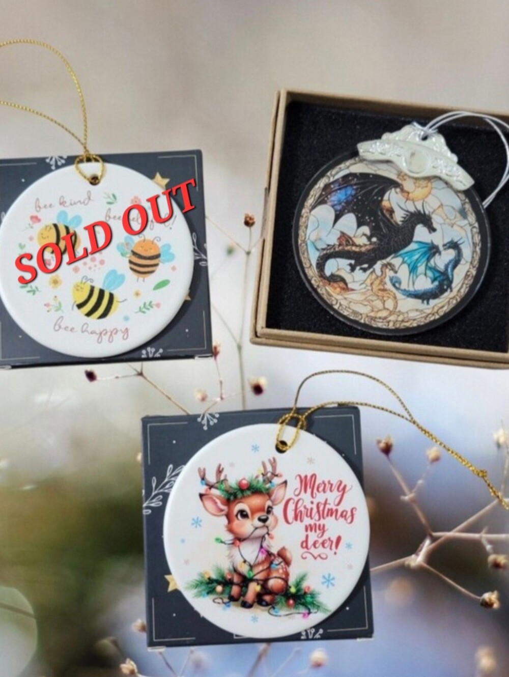3" Ornaments Reindeer or Dragon. Buyers Choice